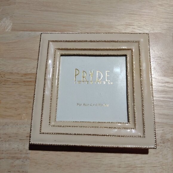Pryde Interiors 4x4 Photo Frame Gold & Beige Beaded Design Elegant Tabletop Disp - Picture 5 of 6